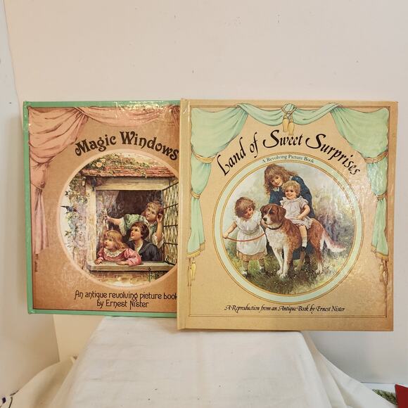 Vtg 1980s Ernest Nister Revolving Picture Books Set of 2 Sweet Victorian Art - Picture 1 of 16